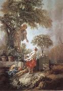 Francois Boucher Landscape with Kirschpfluckerin oil painting reproduction
